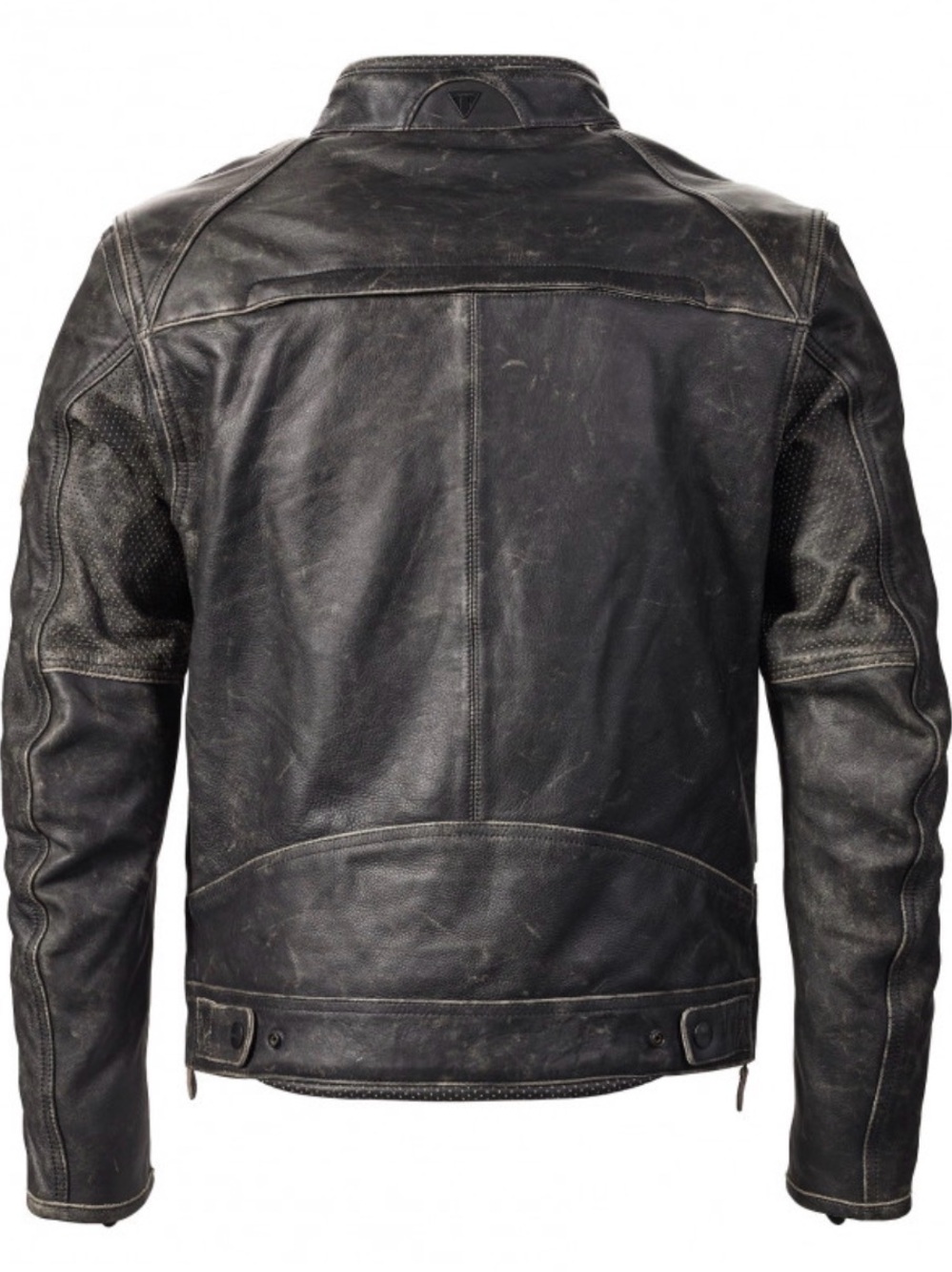 Triumph Black Leather Jacket with Red & Cream Racing Stripes - Picture 4 of 7